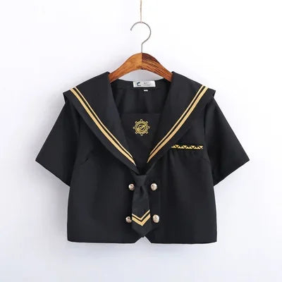 Spring Autumn Long Sleeve Japanese JK Sets School Uniforms Girls Musketeers High School Women Novelty Pleated Skirt Sailor Suits