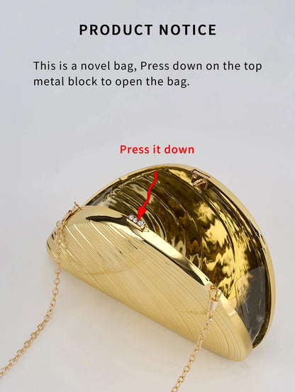 Retro Golden Silver Metal Large Shell Acrylic Bag New Banquet Party Hand All-Inclusive Women's Shoulder Crossbody Evening Bags