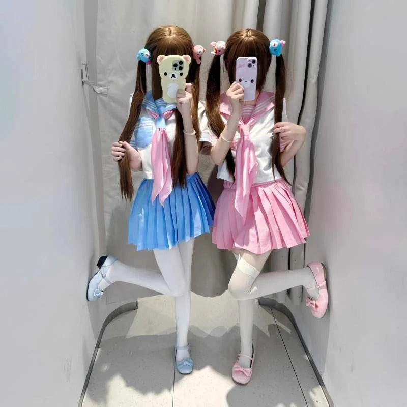 Japanese Pink JK Uniforms College Middle School Students Sailor Uniforms School JK Uniforms Anime Cospaly Students Clothing