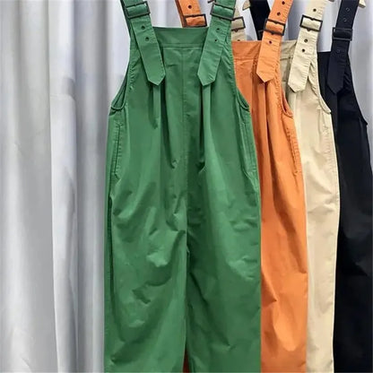Womens Sleeveless Dungarees Rompers Cotton Jumpsuit Loose Shoulder Strap Pants Ladies Summer Casual Overalls Playsuits