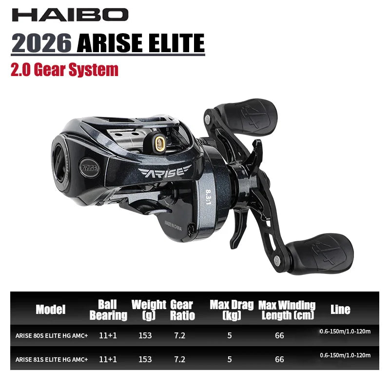 HAIBO 2026 ARISE ELITE Casting Reel 153g 7.2:1/8.3:1 STS AMC+ 2.0 Gear System LFC 4.3g Ultralight Spool Fishing Reel