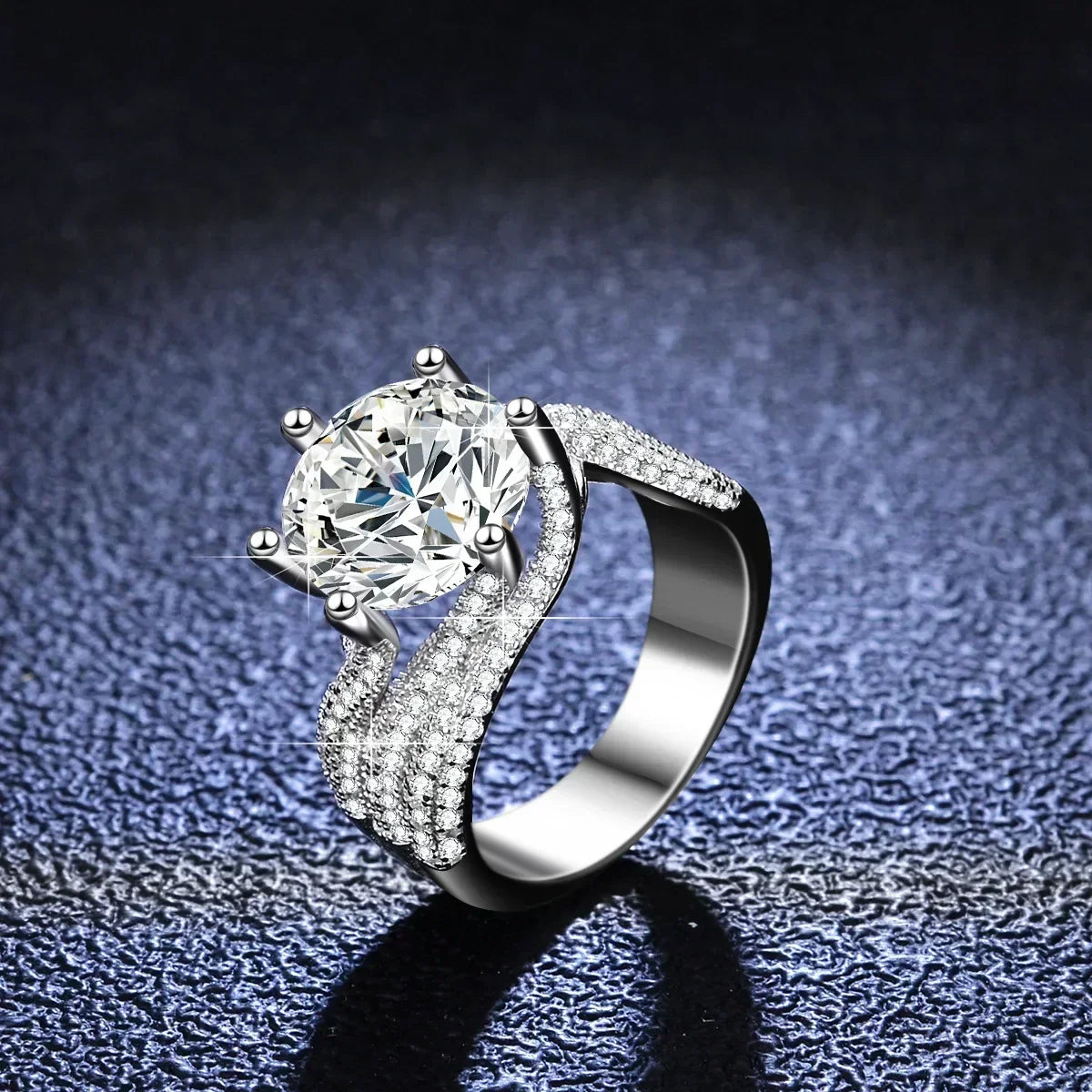 Platinum Pt950 18k 5 Carat Full Moissanite Diamond Rings for Women D Color Wedding Engagement Ring  Gift for Valentine's Day
