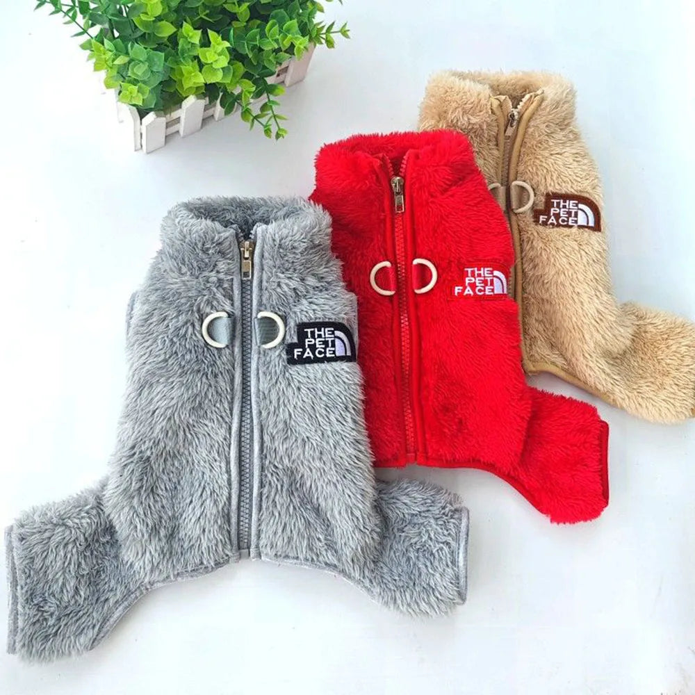 Winter Warm Pet Jumpsuit for Small Dogs Cats Clothes Sport Dog Hoodies Overalls Coat Yorkshire Bulldog Puppy Onesies with Zipper