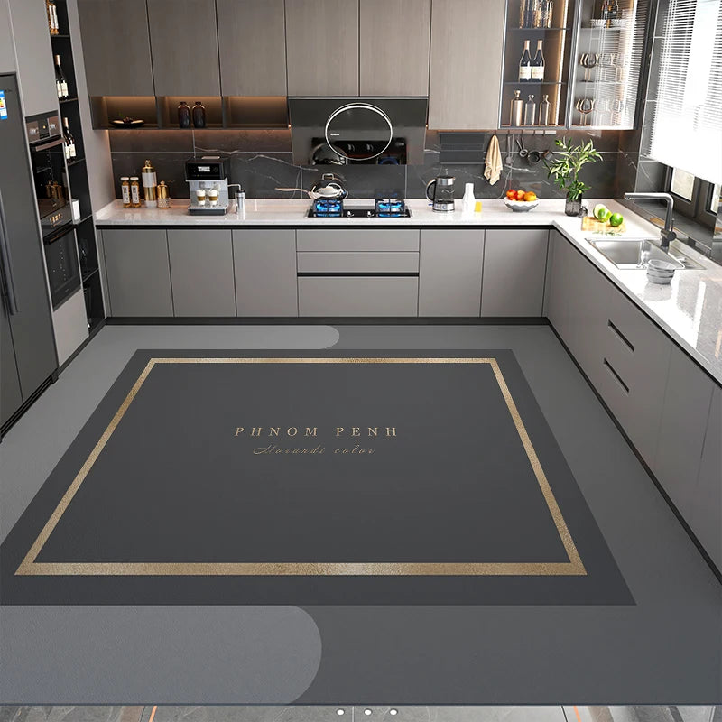 Modern Minimalist Balcony Washable Carpet Large Area Non-slip Floor Mat Anti-oil Anti-fouling Kitchen Rugs Home Pvc Leather Rug