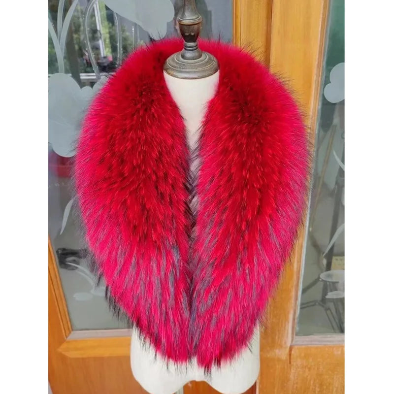 Raccoon Fur Collar Female Winter Fur Collar Coat Jacket Shawl Women Furry Fur Collar Scarves Neck Warmer Natural Fur Scarves