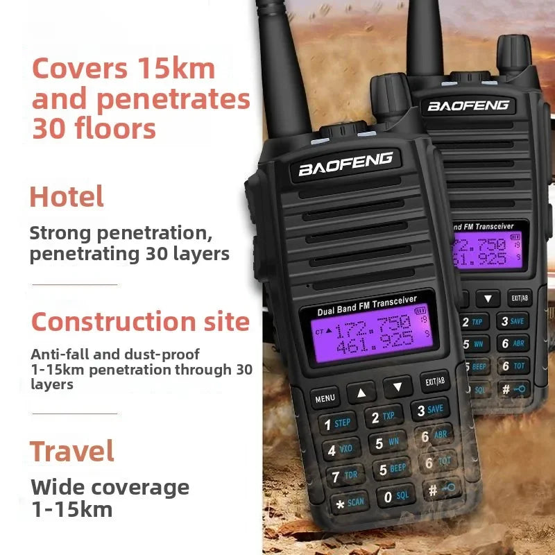 Practical bestseller BAOFENG  UV-82 Dual Band Walkie Talkie High Power Noise Reduction Long Range Portable Two Way Radio