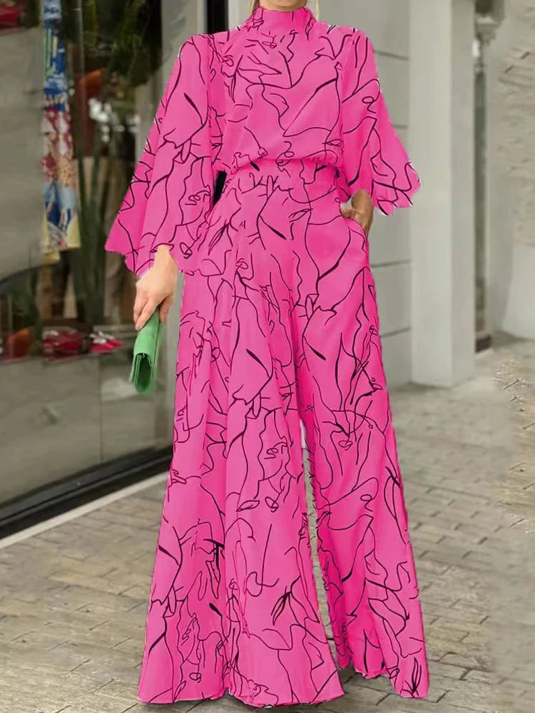 TRAF Autumn Fashion Back Zipper Jumpsuit Women's Casual Long Sleeve Tie Knot Strap Jumpsuits Loose Wide Leg Pants Streetwear