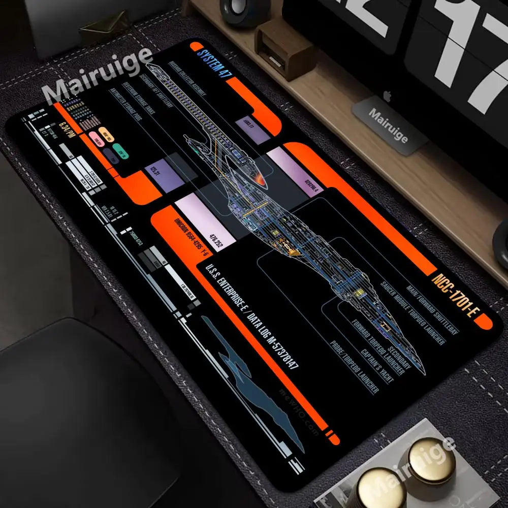 Starship Blueprint Pad Desk Pad Mouse Pad Gamer Computer Cabinet Star Trek Game Office Accessories Keyboard Anime Extended Large