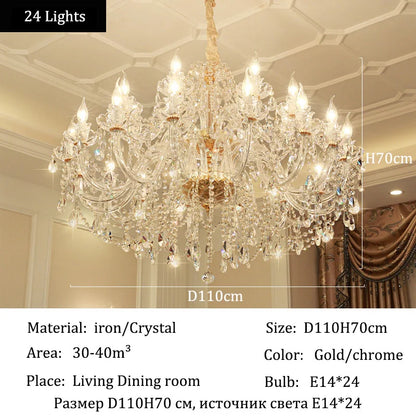 Luxury Living Room Decorate LED Ceiling Pendant Lights Indoor Hanging Lights Fixture Home Crystal Chandeliers Villa Lighting