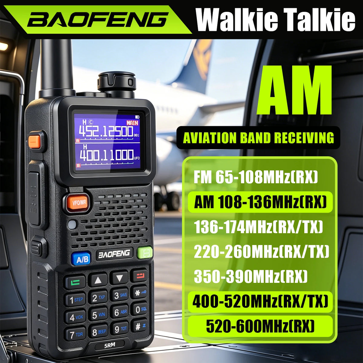 Baofeng UV5RM Walkie-Talkie, New Model, High-Power, Baofeng Radio, Car-Mounted Handheld Transceiver, Perfect for Fleet and Self-