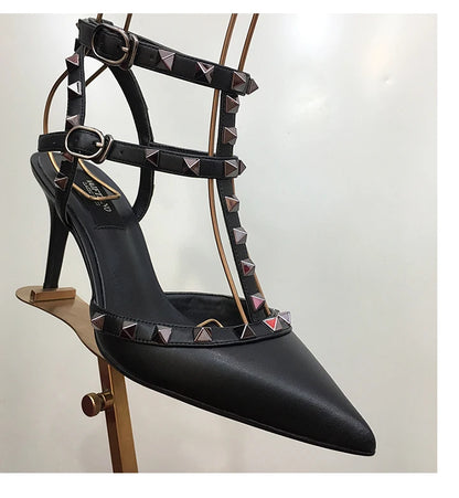 Nude Black Woman heeled sandals Summer Slingbacks High Heels luxury Leather Fashion Brand Designed sandals elegant Prom Shoes