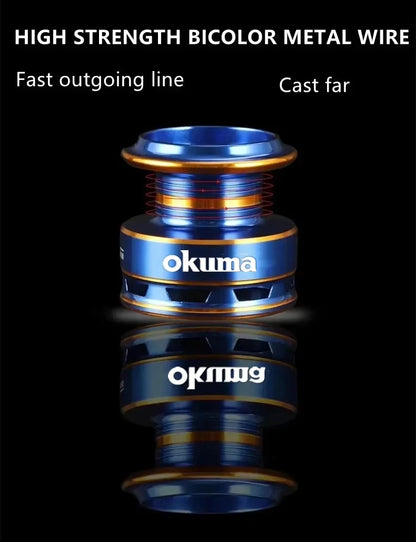 Okuma High Speed Fishing Reel with 10KG Max Drag 5.2:1 Metal Spool Spinning Wheel Gear Ratio High Speed Casting Fishing Reel