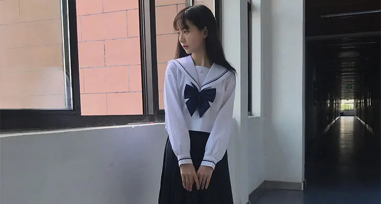 JK Uniform Full Set Basic Spring Shore Gold Two Long-sleeved Japanese Soft Girl Student College Style Sailor Suit