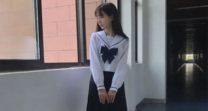 JK Uniform Full Set Basic Spring Shore Gold Two Long-sleeved Japanese Soft Girl Student College Style Sailor Suit