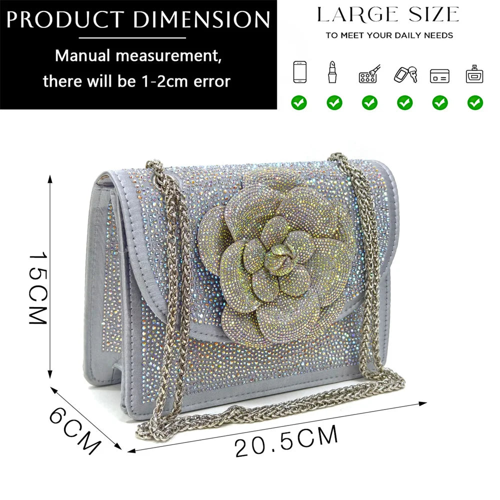 Italian Design Evening Shoes And Bags Paired With Handmade Petal Gold Colour Pointed Toe Mid-Heel Shoes For Women Party Shoes