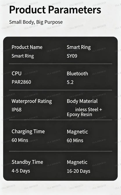 Smart Ring Video Controls,Sswipe up/down to turn pages,Music controls,Heart Rate Blood Oxygen Monitor,5ATM Waterproof Rings 2026
