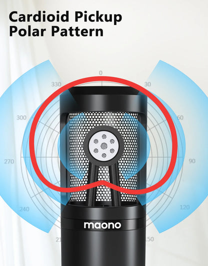 MAONO PM360TR Condenser Microphone Podcast Microphone 3.5mm Mic for Computer, Laptop, Phone, Sound Card, YouTube, Gaming, Record