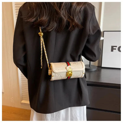 Light luxury brand-name high-end designer bag female 2025 new spring and summer niche shoulder bag messenger bag cylinder bag