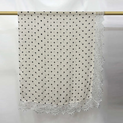 New Lace Modal Hijab Double Sided Polka Dot Print Hijabs for Women Muslim Fashion Turban Head Scarf Headwraps for Women Ramadan