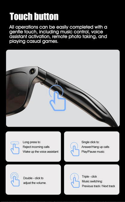 2026 4K HD Color Changing AI Smart Glasses Chat GPT 100MP Camera Bluetooth Call Voice Assistant Control Smart Glasses 2026 New