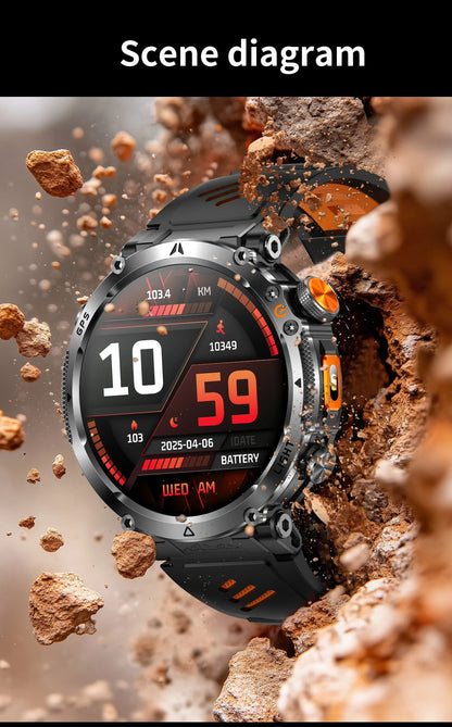 COANR2026 New Military Smart Watch 850mAh Battery GPS trace Compass 3ATM Waterproof Tactics Sport Flashlight call SmartWatch Men