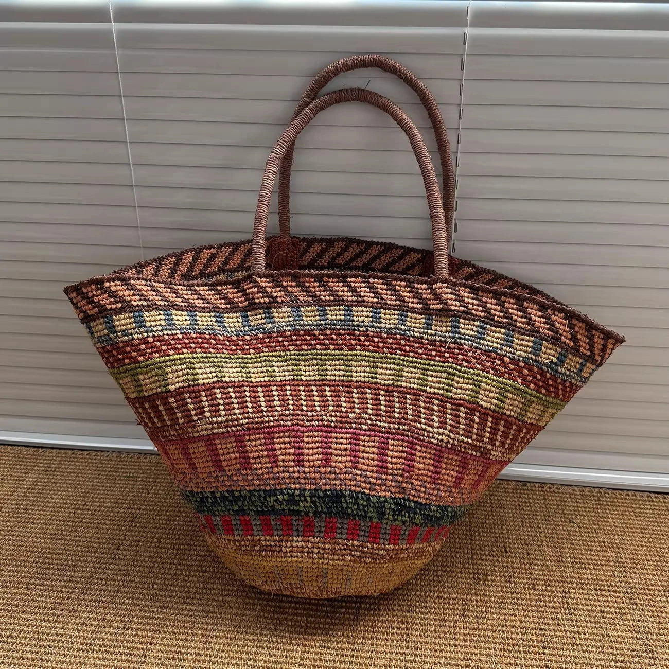 Color Raffia Straw Lady Shoulder Bag Designer Luxury Handbags Large Bag Handmade Summer Beach Purses