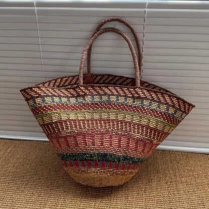 Color Raffia Straw Lady Shoulder Bag Designer Luxury Handbags Large Bag Handmade Summer Beach Purses