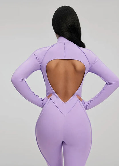 FUBEIKE Women's Yoga Set Fashion Sexy Slim Fit Long Sleeve Zipper Sports Gym Workout Legging Bodysuits Outdoor Activewear
