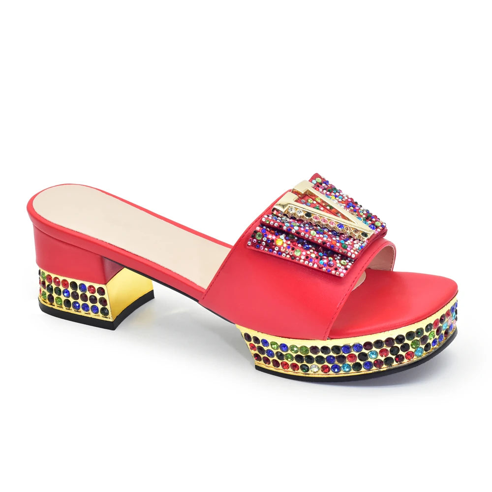 New Shoe and Bag for Nigeria Party Wedding Peep Toe Italian Women Shoes Matching Bag Decorate with Rhinestone for Wedding Dress