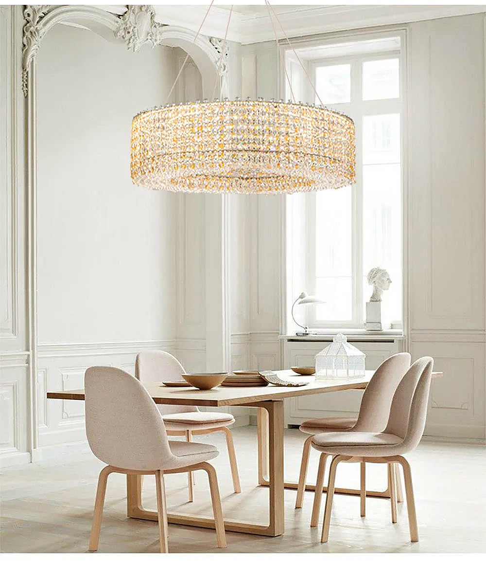 Champagne Crystal Waterfall Bead Modern Ceiling Lights LED Lamps Lighting Fixture for Living Room Lustres Home Decor Lampara