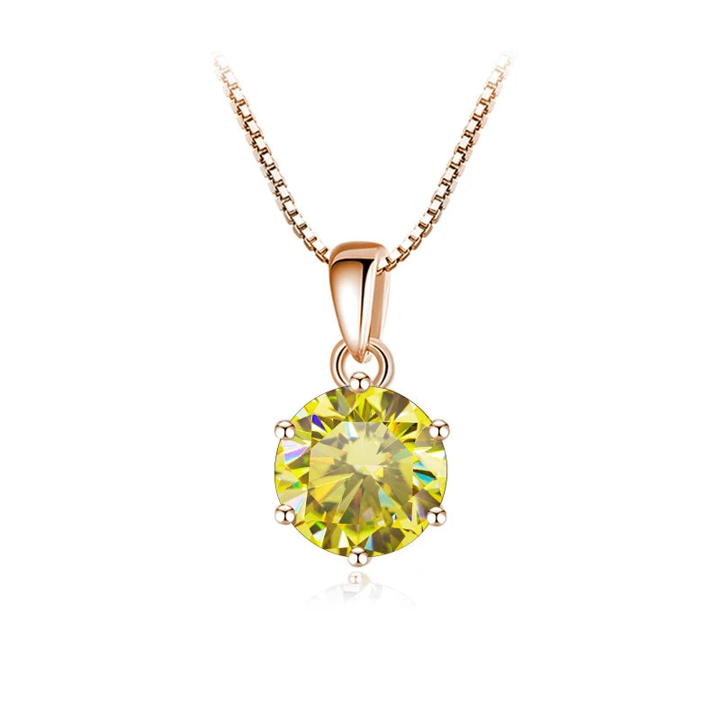 Butterflykiss 6.5mm 1.0 Carat D Moissanite Necklaces Rose Gold Plated Pendant Original Real S925 Silver Chain Jewelry For Women