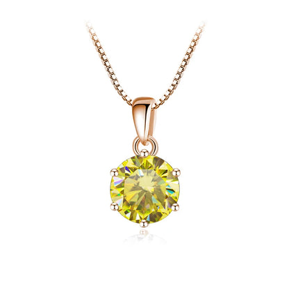 Butterflykiss 6.5mm 1.0 Carat D Moissanite Necklaces Rose Gold Plated Pendant Original Real S925 Silver Chain Jewelry For Women