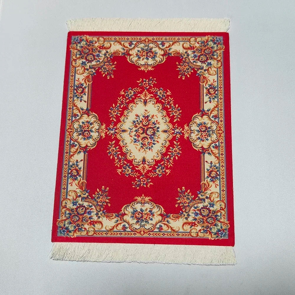 Woven flower Persian carpet small coaster wholesale merchants cheap mouse pad desk mat retro style rubber non-slip computer mats