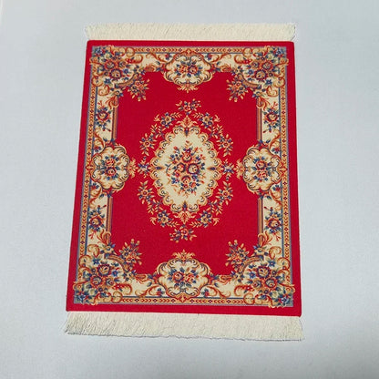 Woven flower Persian carpet small coaster wholesale merchants cheap mouse pad desk mat retro style rubber non-slip computer mats