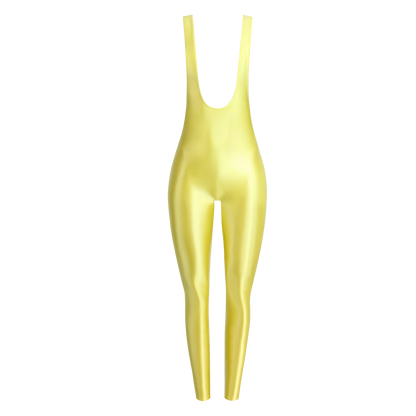 MJINM Spandex Catsuit Women Full Body Shiny Glossy Bodysuits Tight-Fitting Yoga Sport Tights Catsuit Jumpsuits Zentai