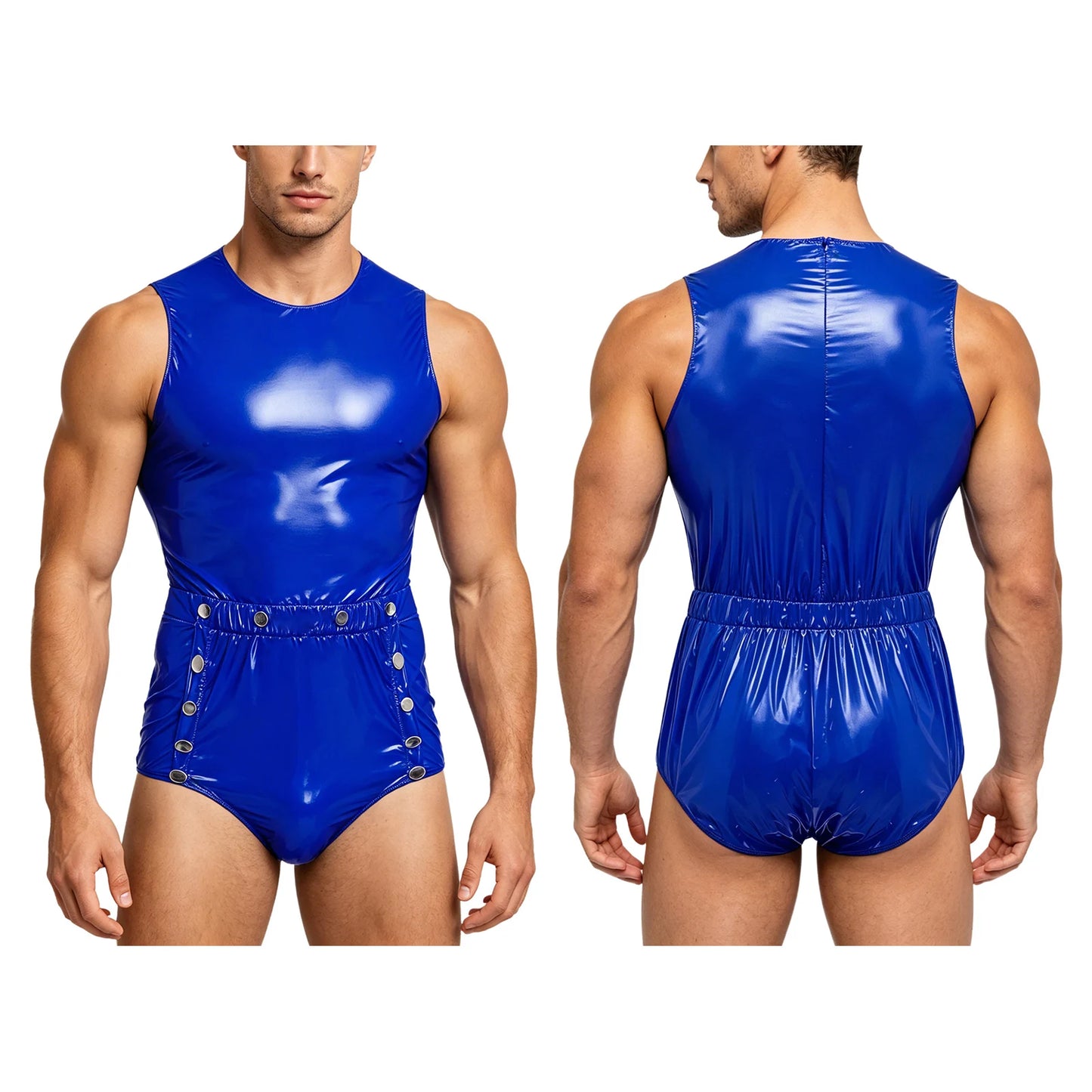 Men Women Waterproof Glossy Bodysuit Leak-proof Washable Diaper Cover Elderly Bedridden Special Needs Adaptive Jumpsuit Swimwear