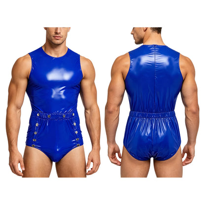 Men Women Waterproof Glossy Bodysuit Leak-proof Washable Diaper Cover Elderly Bedridden Special Needs Adaptive Jumpsuit Swimwear