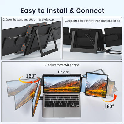 SIBOLAN 16" 2.5k Portable Dual Laptop Monitor 14" Optional 16:10 HDR 2560*1600P UHD Triple Folding Display for Laptop Windows