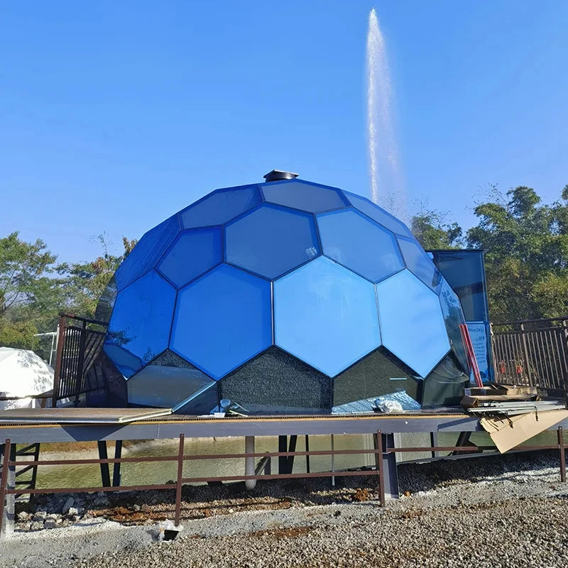 Luxury Geodesic Glass Dome Tent Insulated Hexagonal Honeycomb Aluminum Alloy Outdoor Glamping Resort Hotel Starry Sky Room