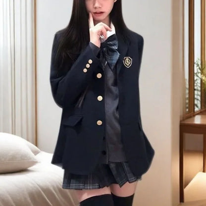 2026 Spring Autumn New Women Japanese JK School Blazer Jacket Preppy College Style Student Campus Outerwear Uniform Coat