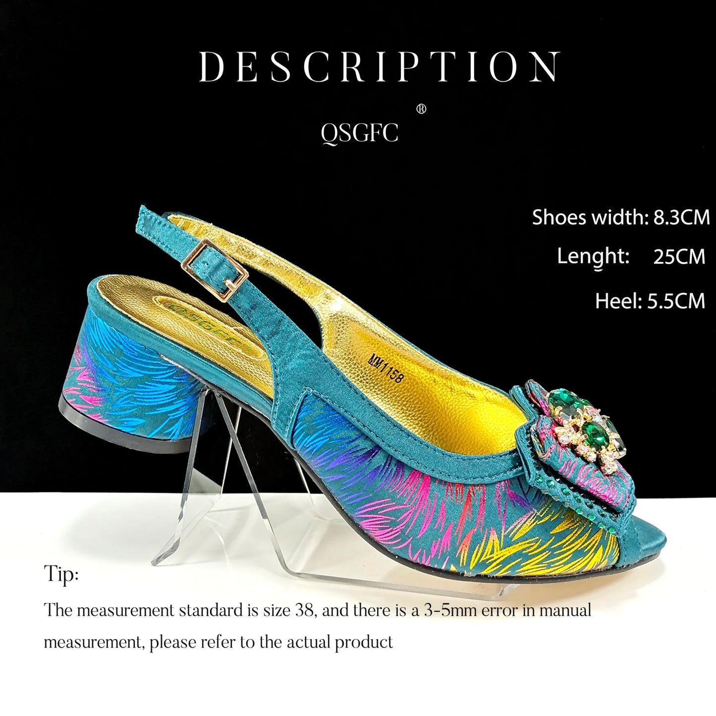 QSGFC New Design Nigerian Style Women Heels Shoes And Elegant Bag Set Color Matching Handbag Wedding Party Women Shoes