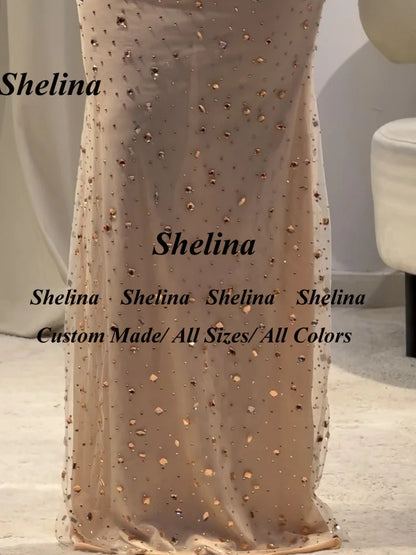 Shelina Glittering Mermaid Prom Dresses For Women Sweetheart Rhinestones Sleeveless Formal Evening Vestidos De Noche Customized