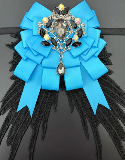 Luxury Rhinestone Mesh Wing Bow Brooch  Elegant Banquets Dress and Wedding Shirts Lapel Flower Bow Tie  Unisex Gift Accessory