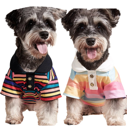 Sport Stripe Puppy Dog Polo Shirt Spring Autumn Pet Clothes for Small Dogs Schnauzer Maltese Bichon Pullovers Mascotas Clothing