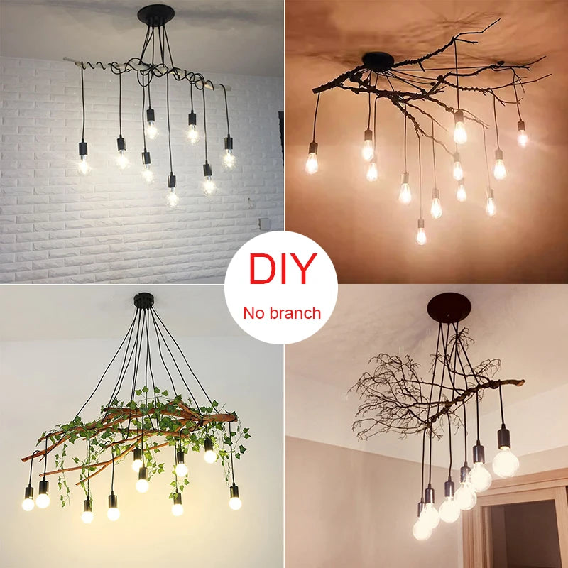 DIY Spider Lights Vintage Chandelier Edison Industrial Hanging Lamp Ceiling Multiple Pendant Light Kitchen Farmhouse Living Room