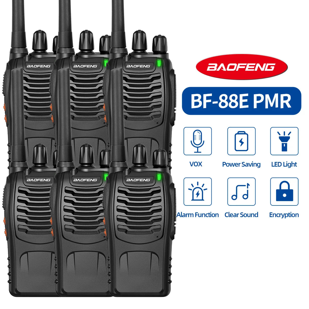 4/6PCS Baofeng BF-88E PMR446 Walkie Talkie Wireless Copy Frequency Long Range UHF 400-470MHz Ham Radio For Hunting Travelling