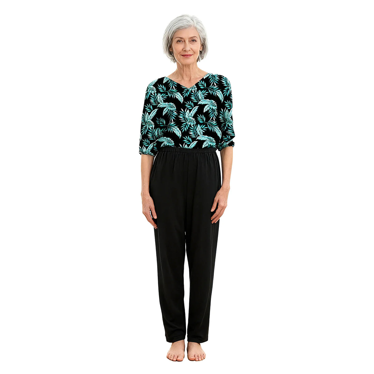 Women Special Needs Clothing Cotton Elderly Anti-Strip Adaptive Jumpsuit Back Legs Zip Long Sleeve Long Pants Nursing Rompers
