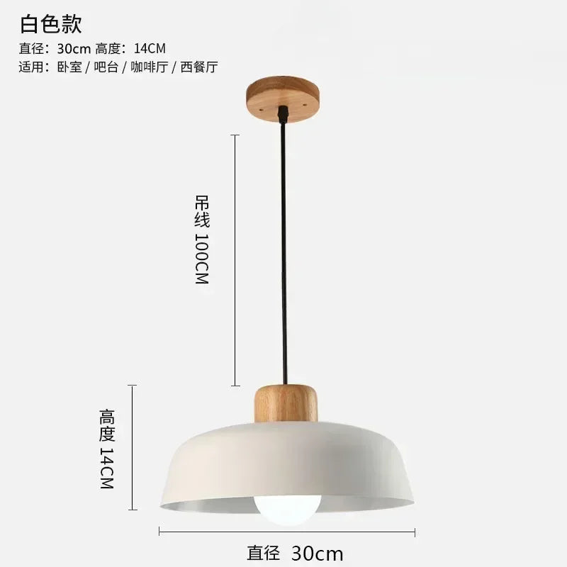 Nordic Wood Aluminum Pendant Lights Modern Hanging Lamps Kitchen Living Room Chandelier Lighting E27 LED Loft Lampara De Techo