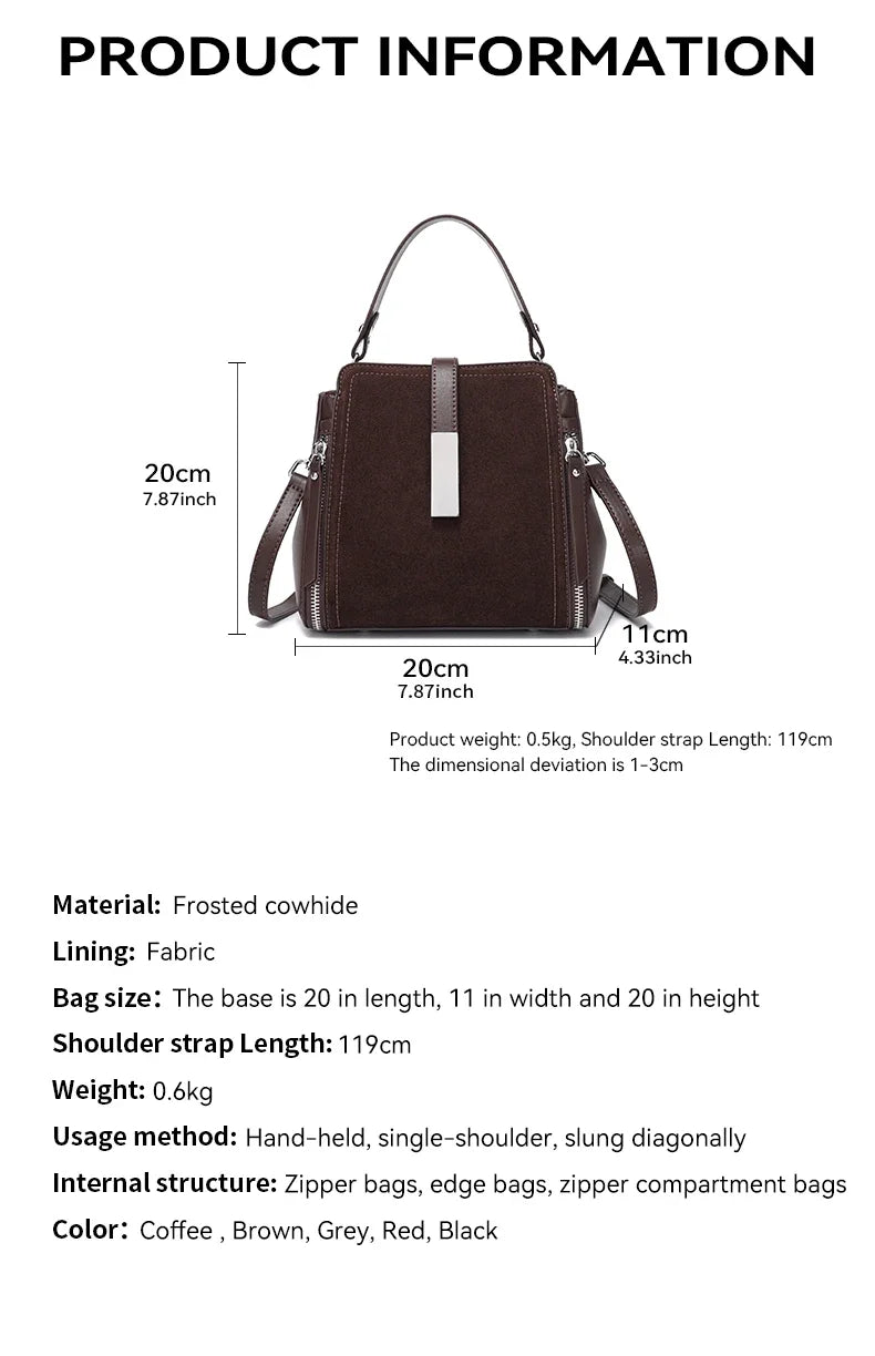 NEW Winter Women's Vintage Natural suede Leather Shoulder Bags Ladies Luxury Designer Cowhide Handbags Female Crossbody Bag