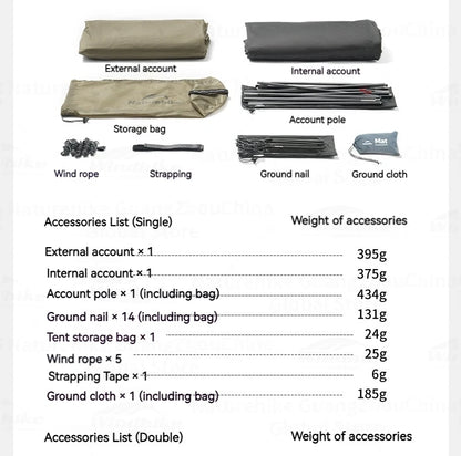 Naturehike Cloud Up Pro Tent Ultralight 1.36kg 1-2 Person 20D Waterproof Three Seasons for Camping Outdoor Hiking Backpack Tent